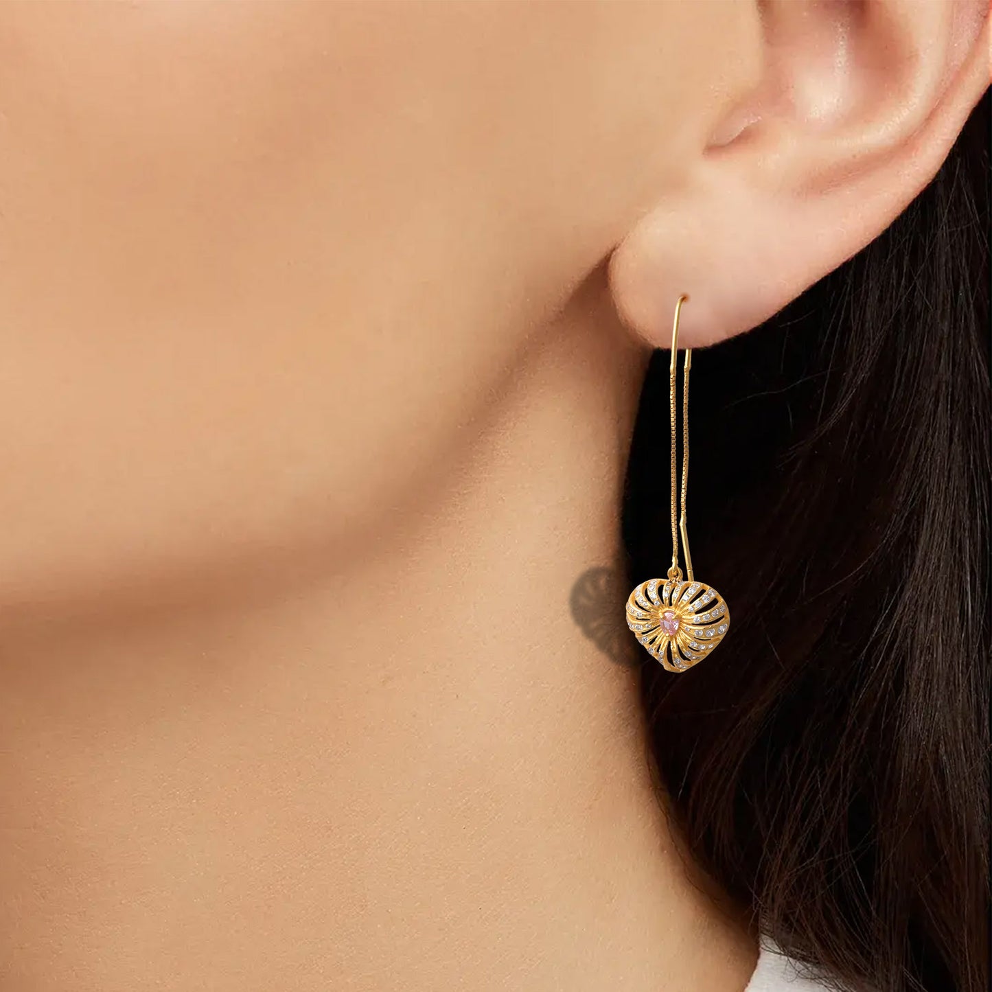 Silver Sui-Dhaga Leaf Earrings(Gold)