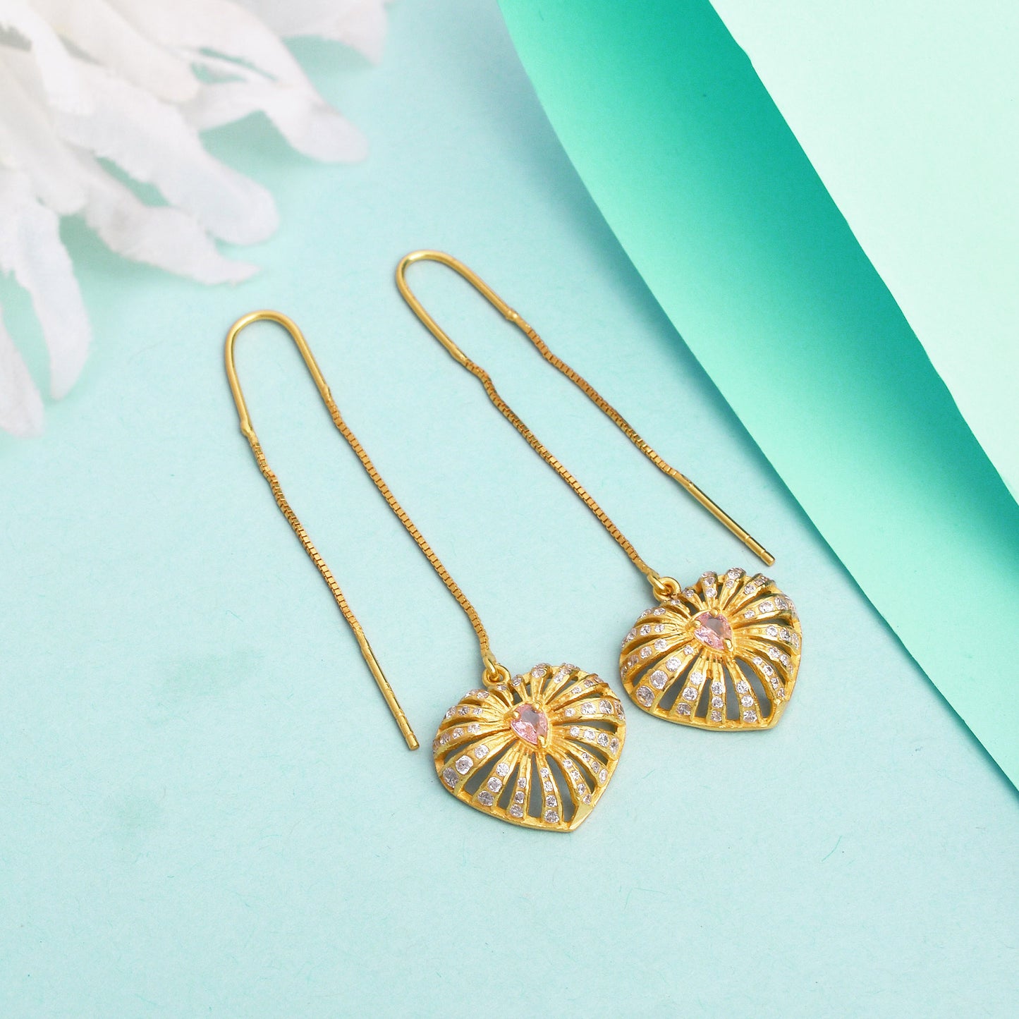 Silver Sui-Dhaga Leaf Earrings(Gold)