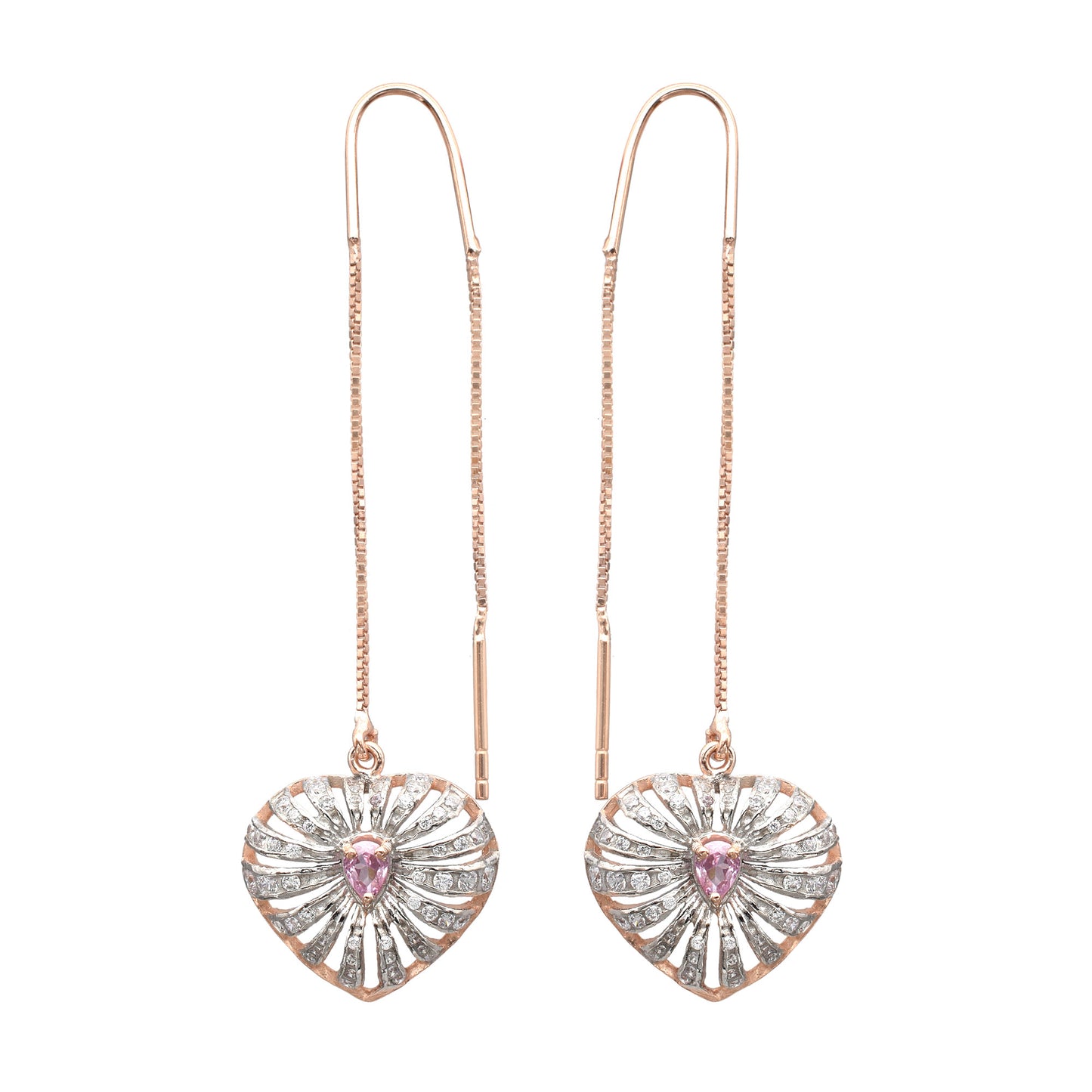 Silver Sui-Dhaga Leaf Earrings (Rosegold)