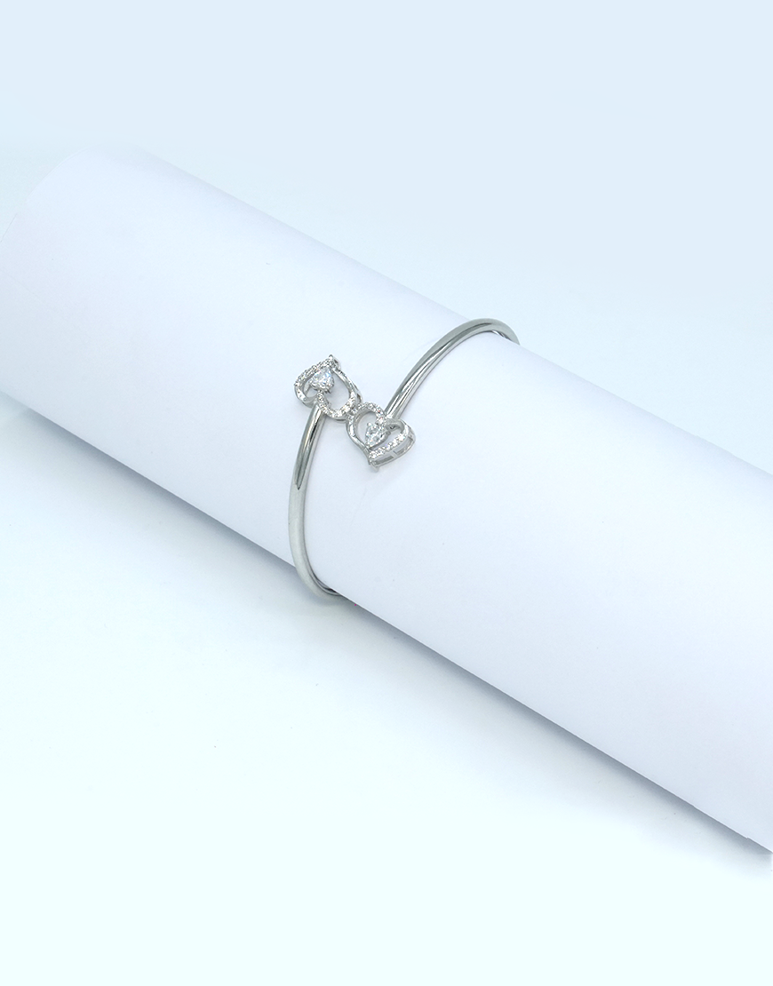 Silver Swarovski 2 Heart Bracelet