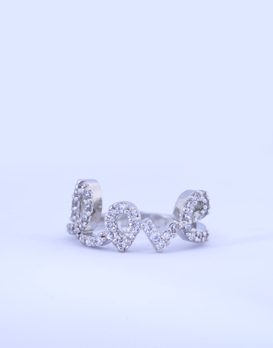 Silver ‘Love’ Swarovski Ring