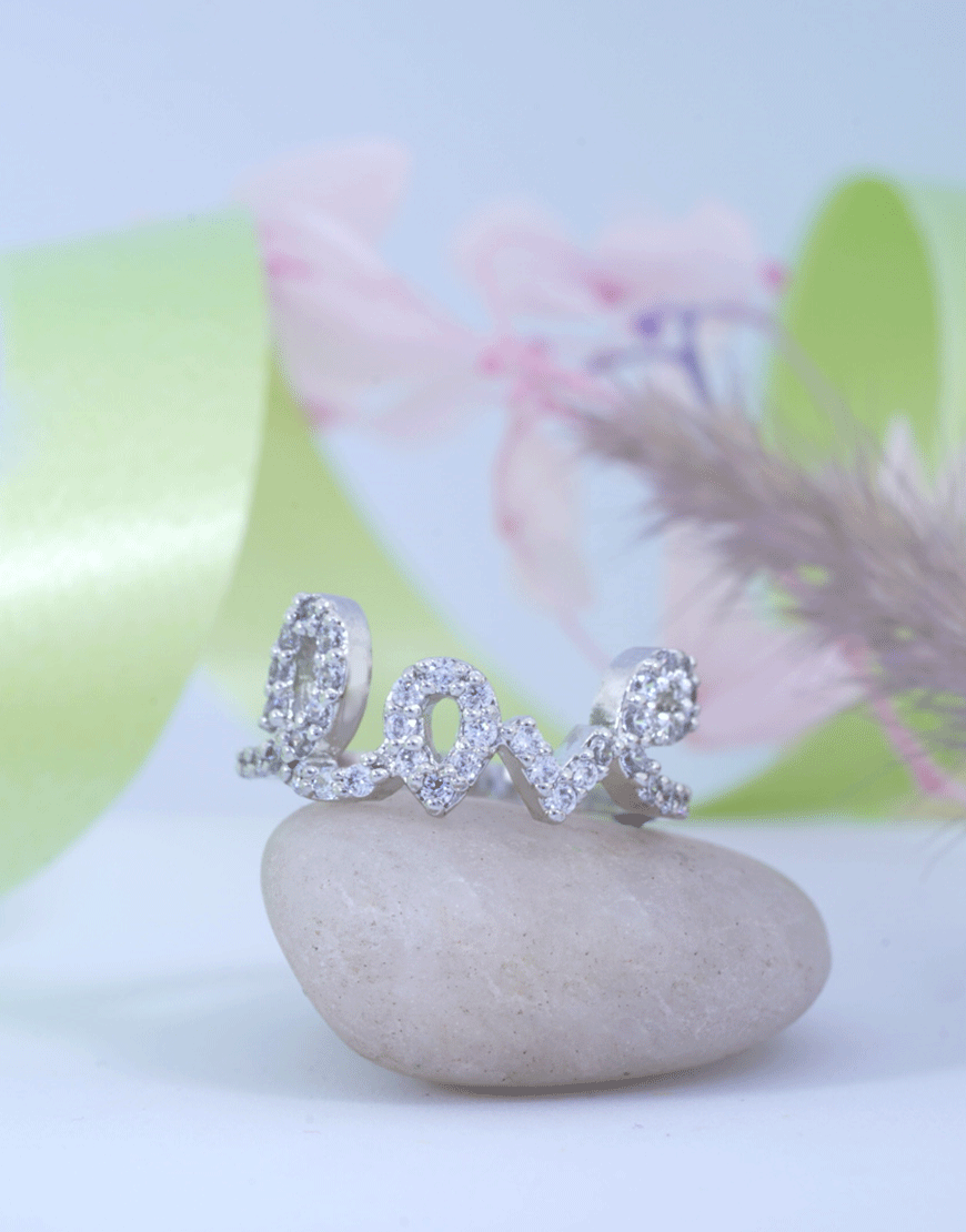 Silver ‘Love’ Swarovski Ring