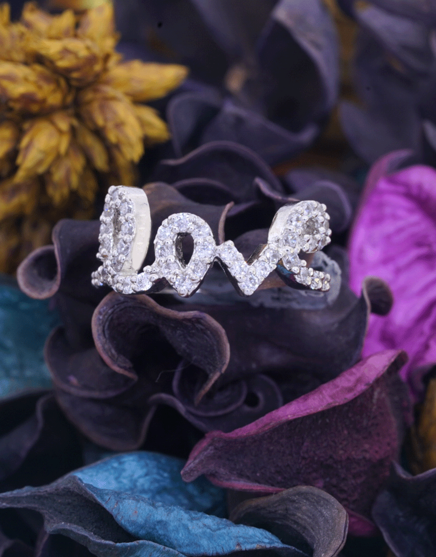 Silver ‘Love’ Swarovski Ring