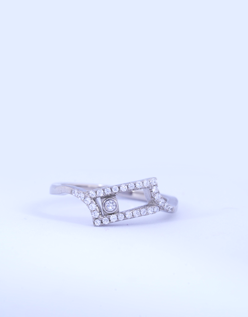 Silver Dancing CZ Diamond Ring