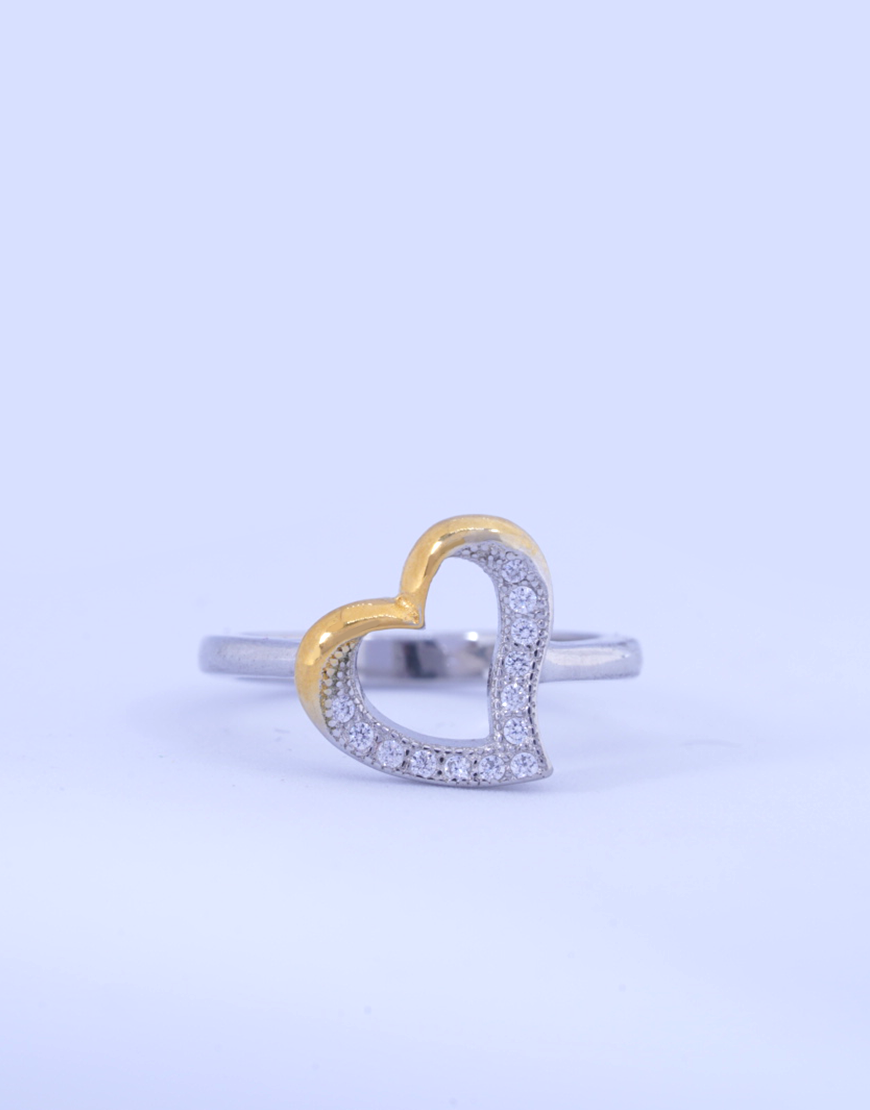 Silver Two Tone Heart Ring