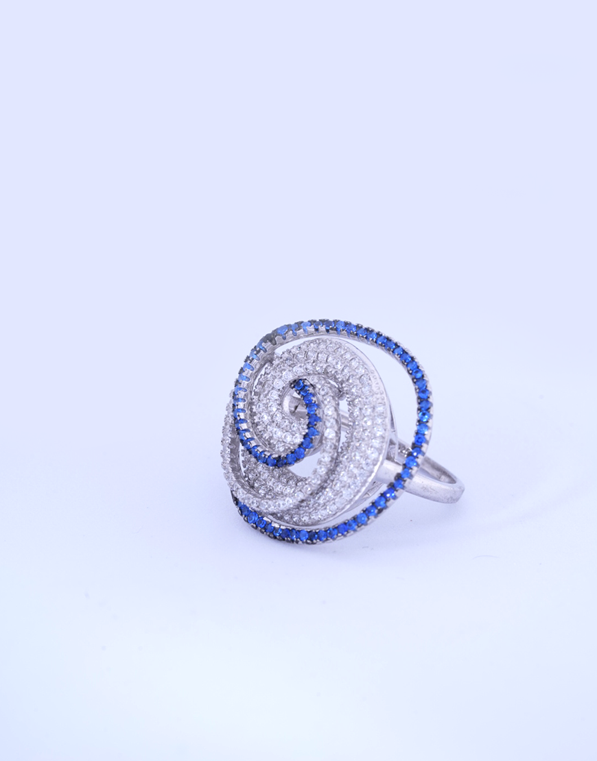 Silver Sapphire Cocktail Ring