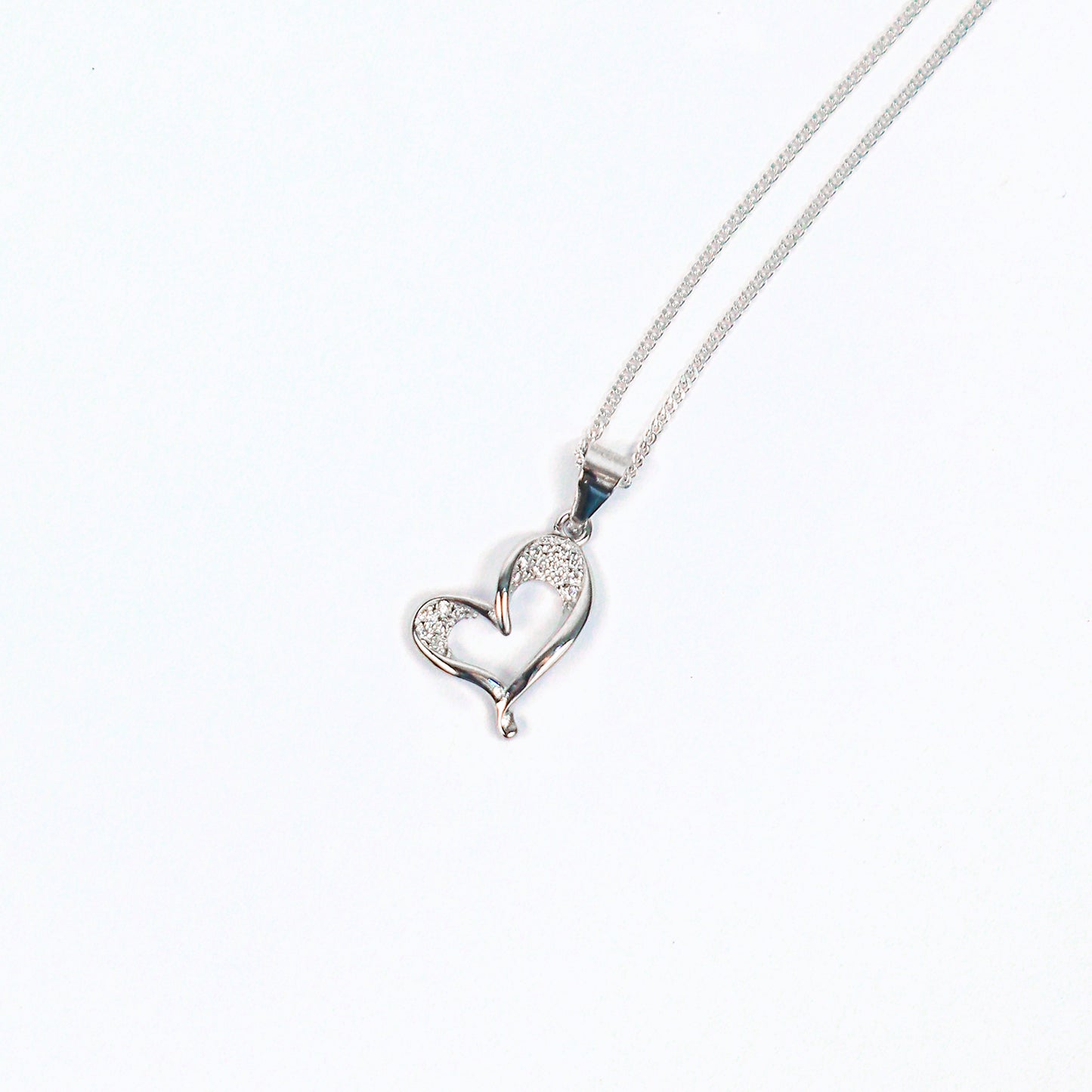 Silver Hanging Heart Pendant Set