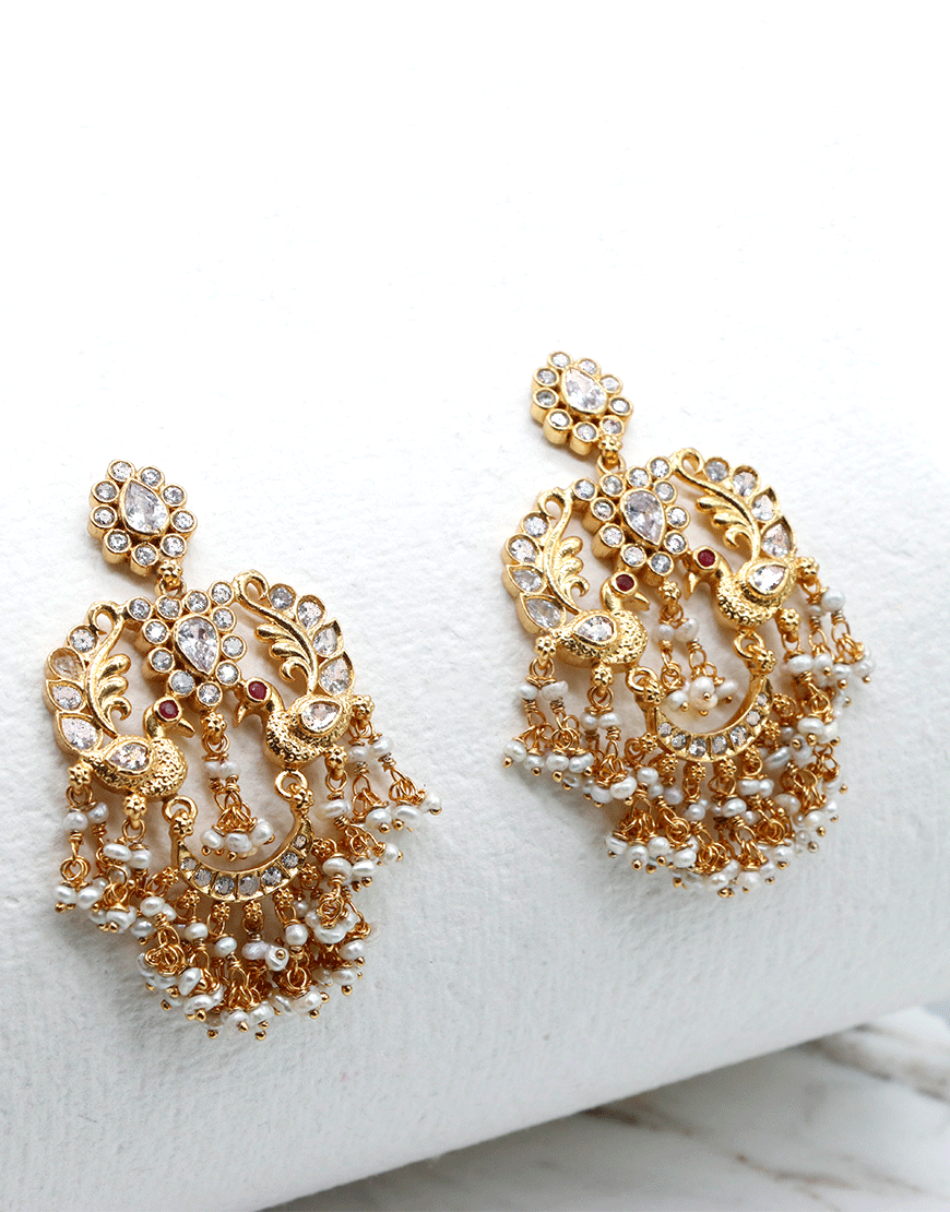 Kundan/Polki Dancing Peacock Jhumka