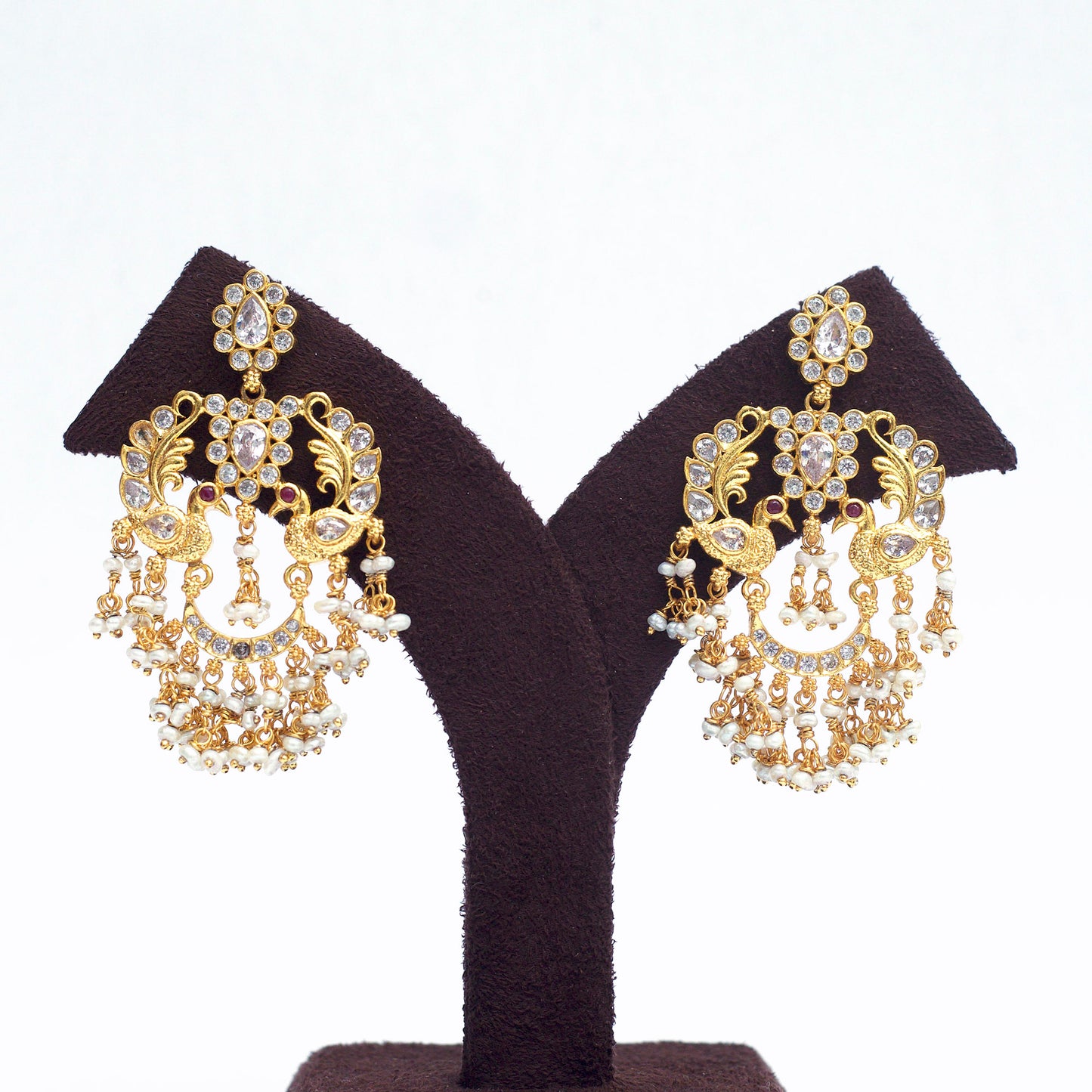 Kundan/Polki Dancing Peacock Jhumka