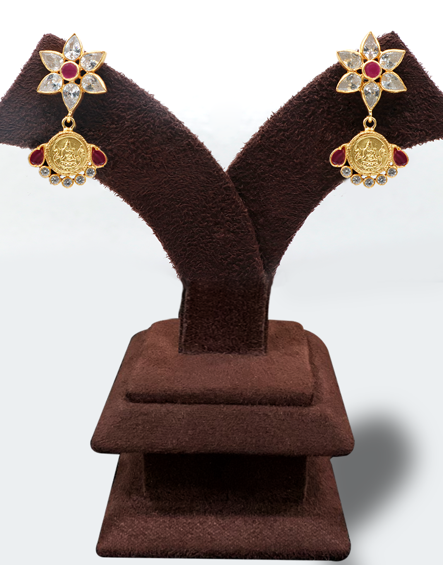 Temple Kasu Silver Earrings