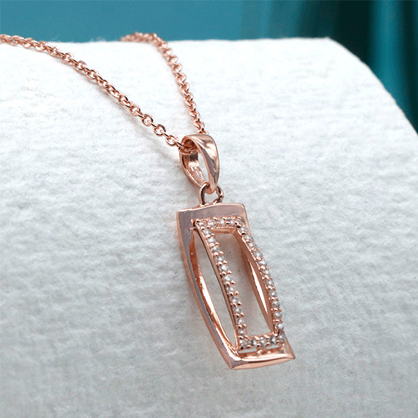Silver 2-line Box Necklace (Rose gold)
