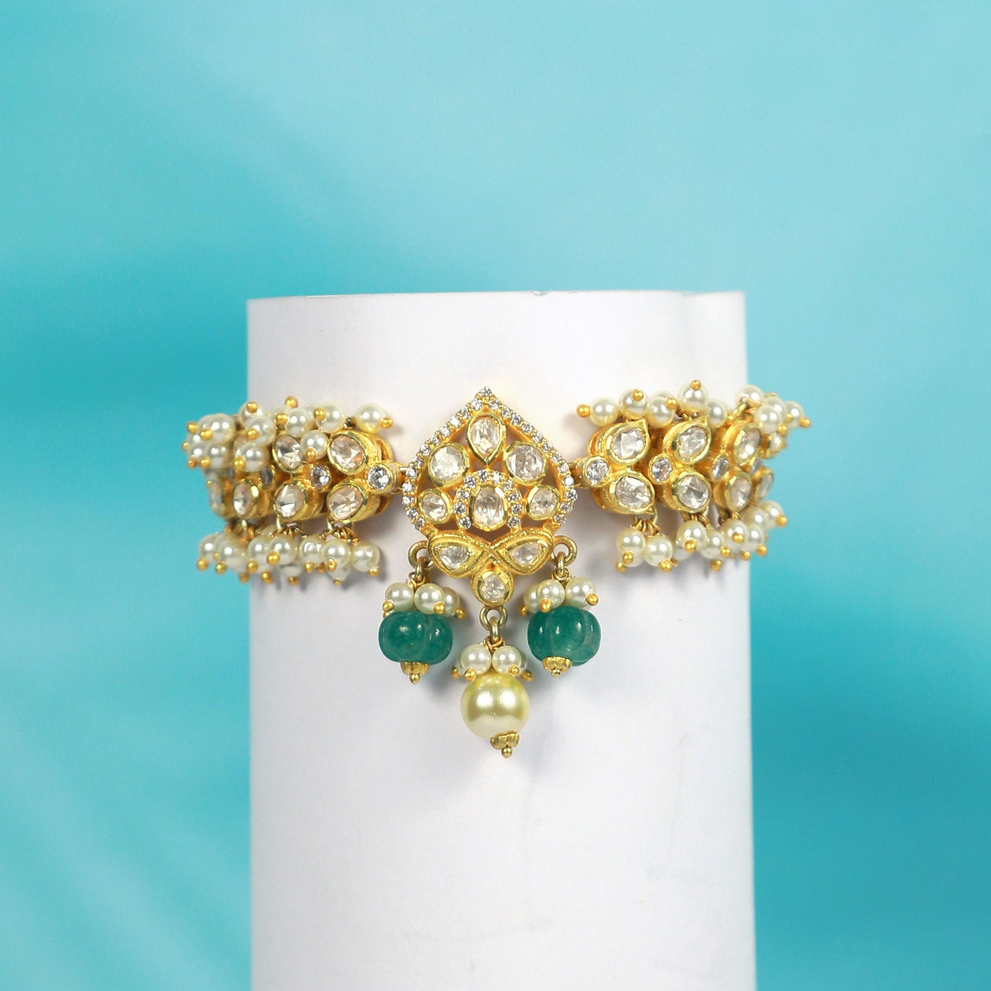 Jadau Polki Adjustable Pearl Bracelet