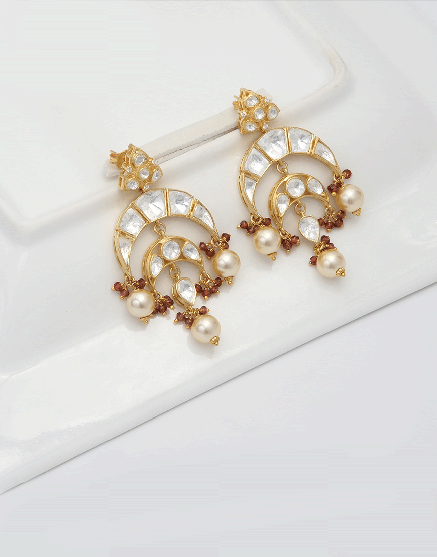 Kundan/Polki Silver Inverse Chandbali