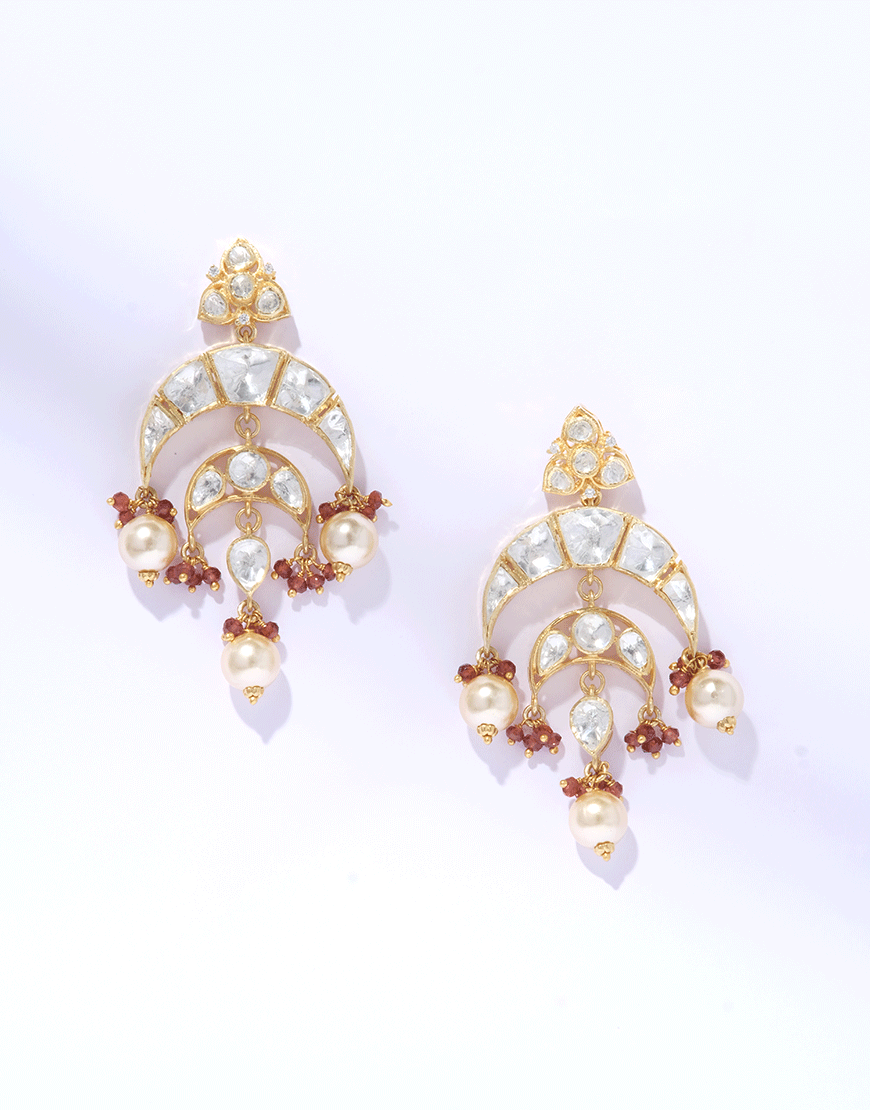 Kundan/Polki Silver Inverse Chandbali