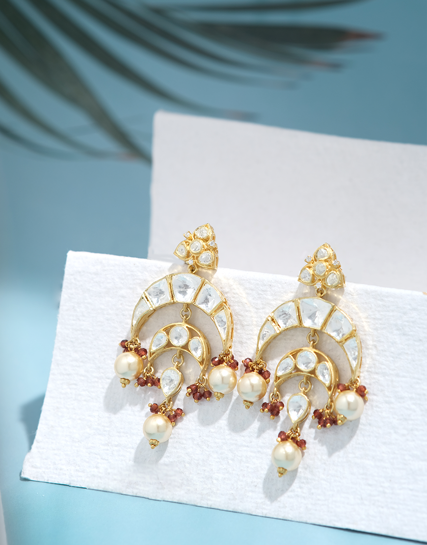 Kundan/Polki Silver Inverse Chandbali