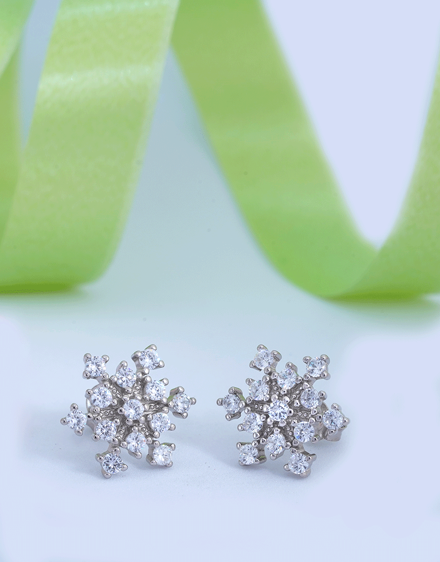 Silver Snowflake Studs