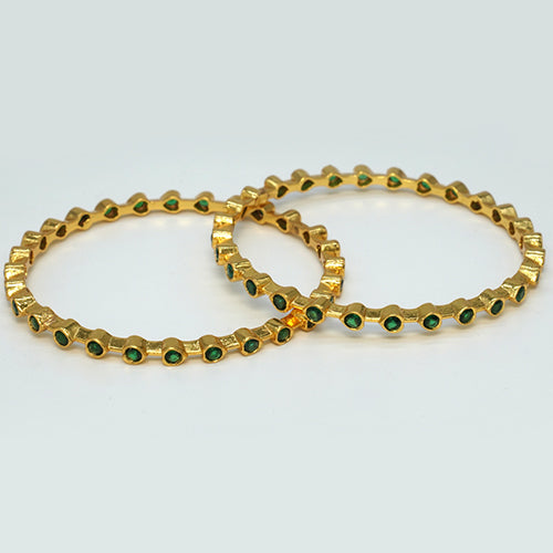 Silver Emerald Bangles (Pair)