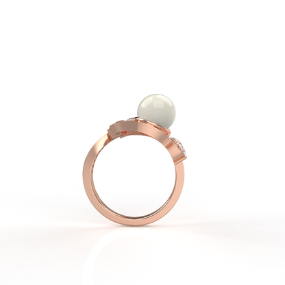 Silver Pearl adjustable Cocktail Ring (RoseGold)