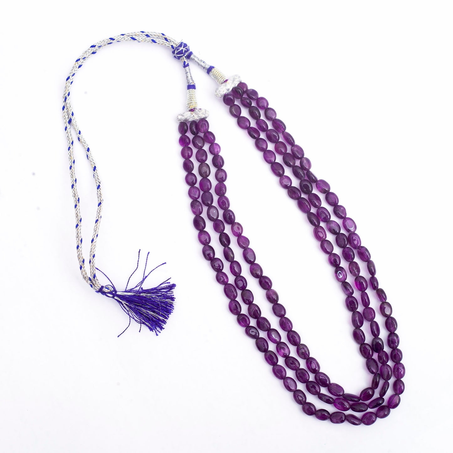 Amethyst 3 Line Mala Necklace (Plain)