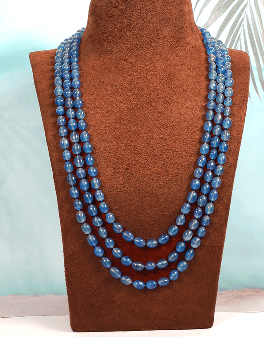 Blue Jade 3-Line Mala Necklace