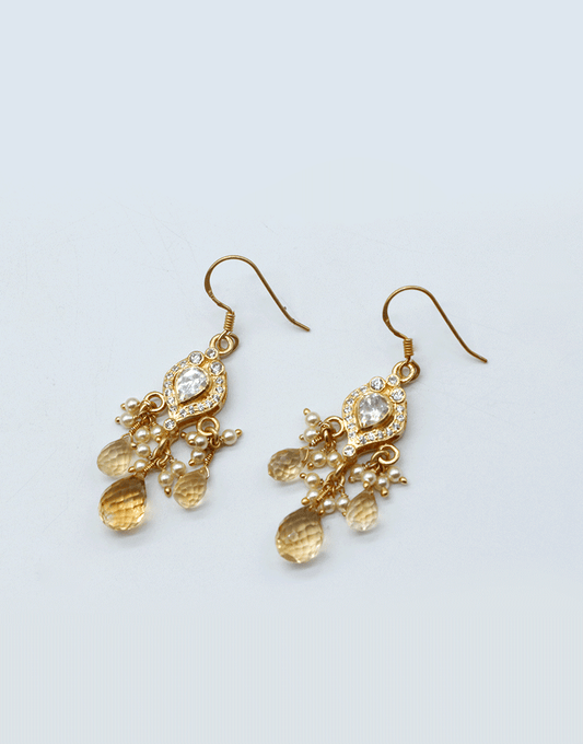 Kundan/Polki Citrine Drops Jhumki