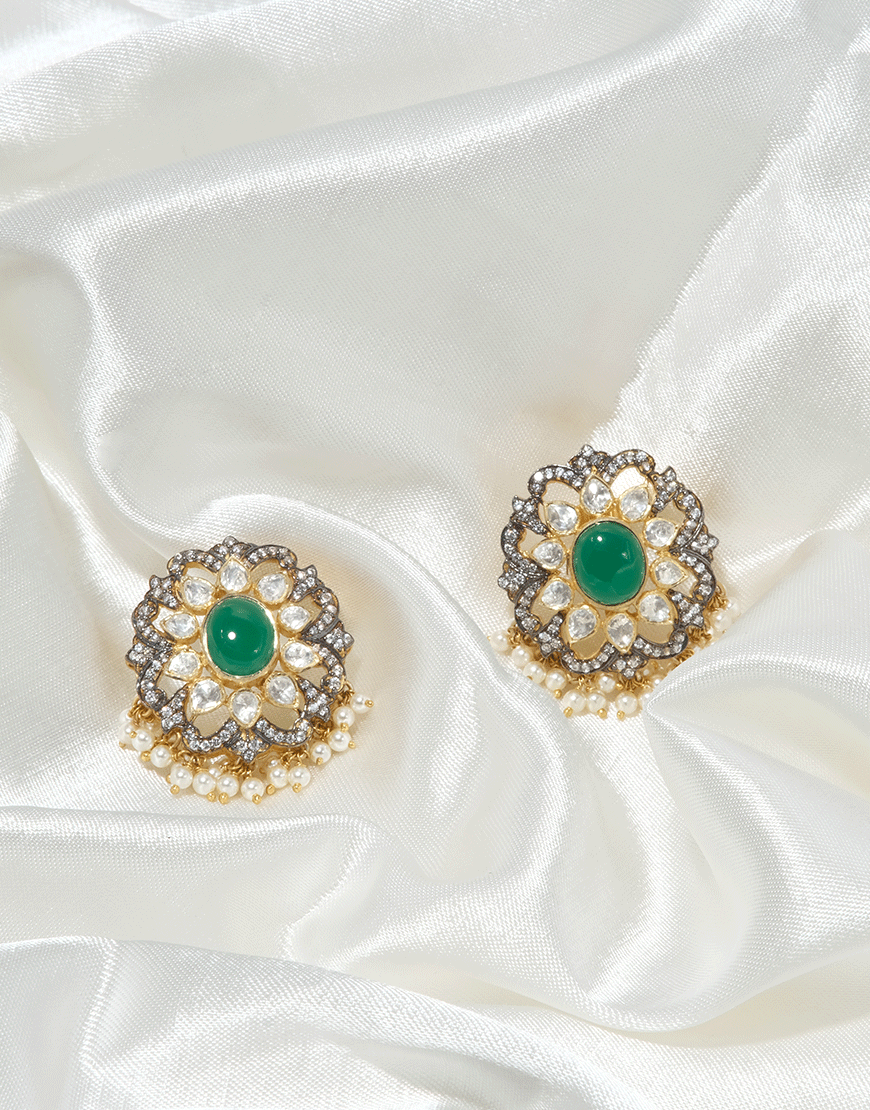 Kundan/Polki Victorian Silver Studs