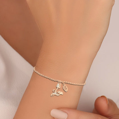 Personalised Rose Adjustable Bracelet