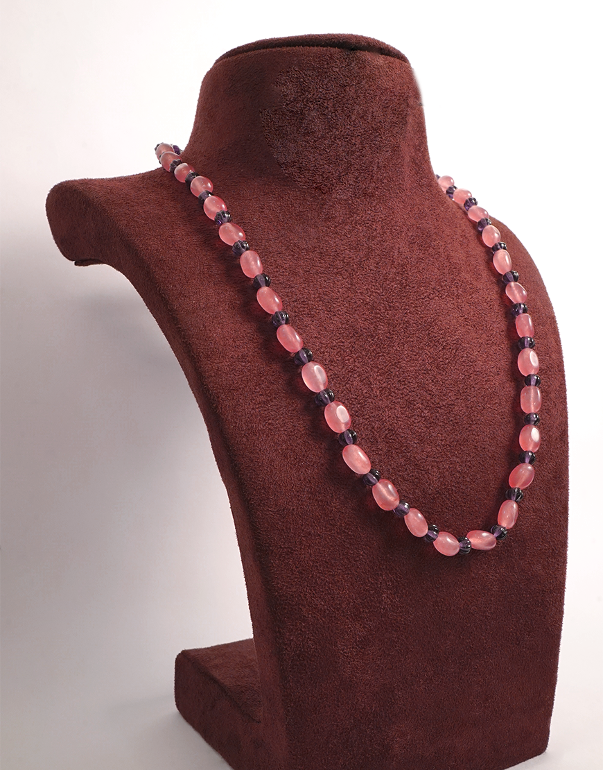 Pink Jade Amethyst Mala/Necklace(Single)