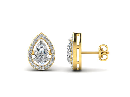 Diamond Moissanite Pear Solitaire Studs