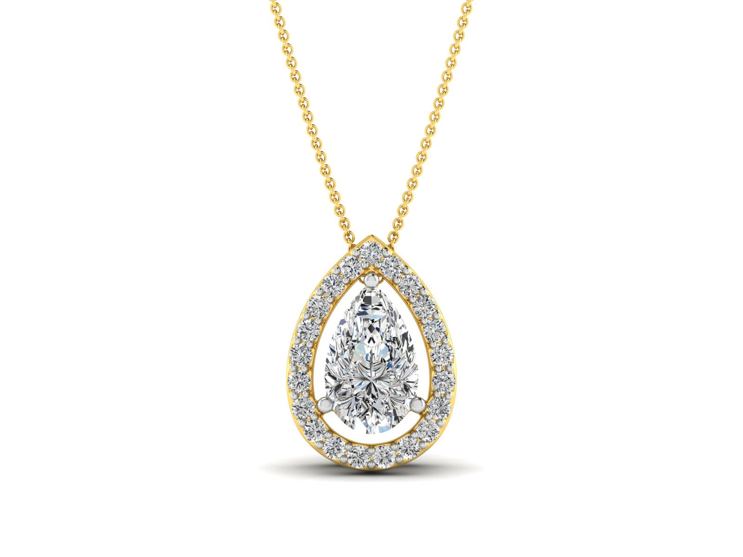 Diamond Moissanite Pear Solitaire Necklace