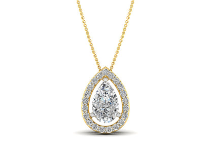 Diamond Moissanite Pear Solitaire Necklace