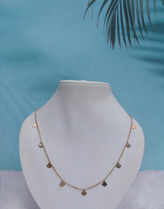 Rosegold Charm Layer Necklace (Leaf)