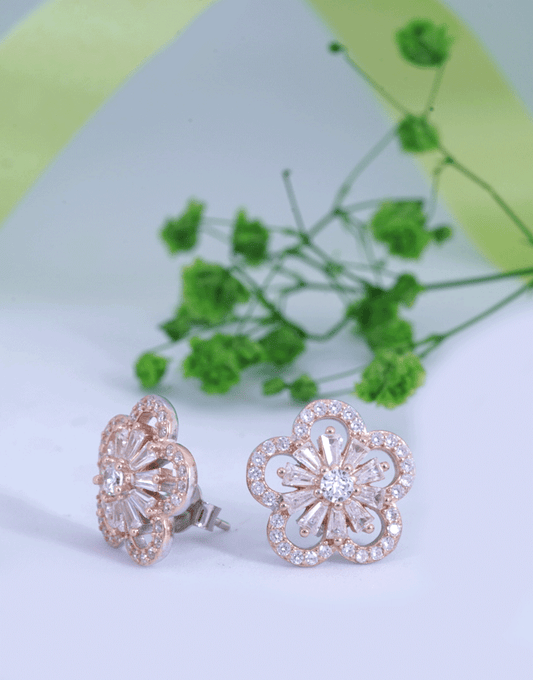 Rosegold Cocktail Floral Studs