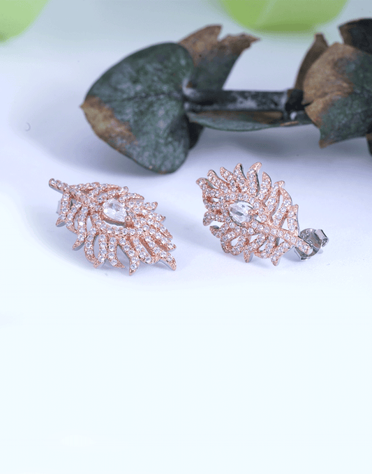 Rosegold Feather Cocktail Earring