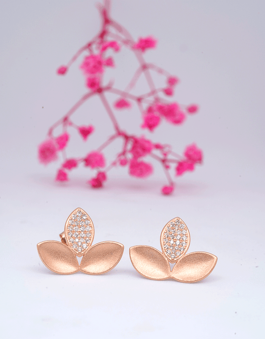 Rosegold Matte leaf Studs