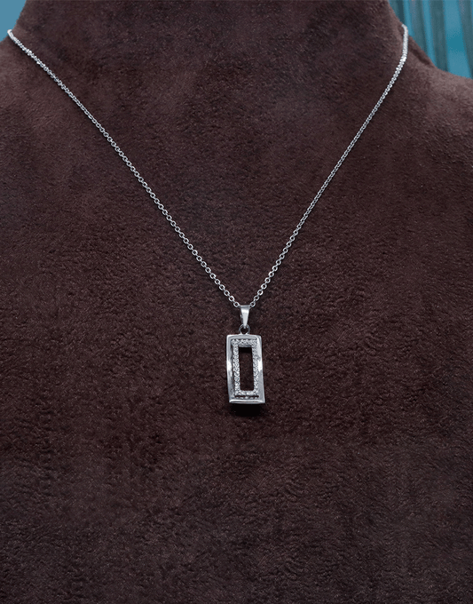 Silver 2-line Box Necklace (Silver)