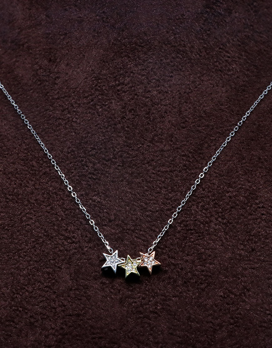 Silver 3-Star Necklace