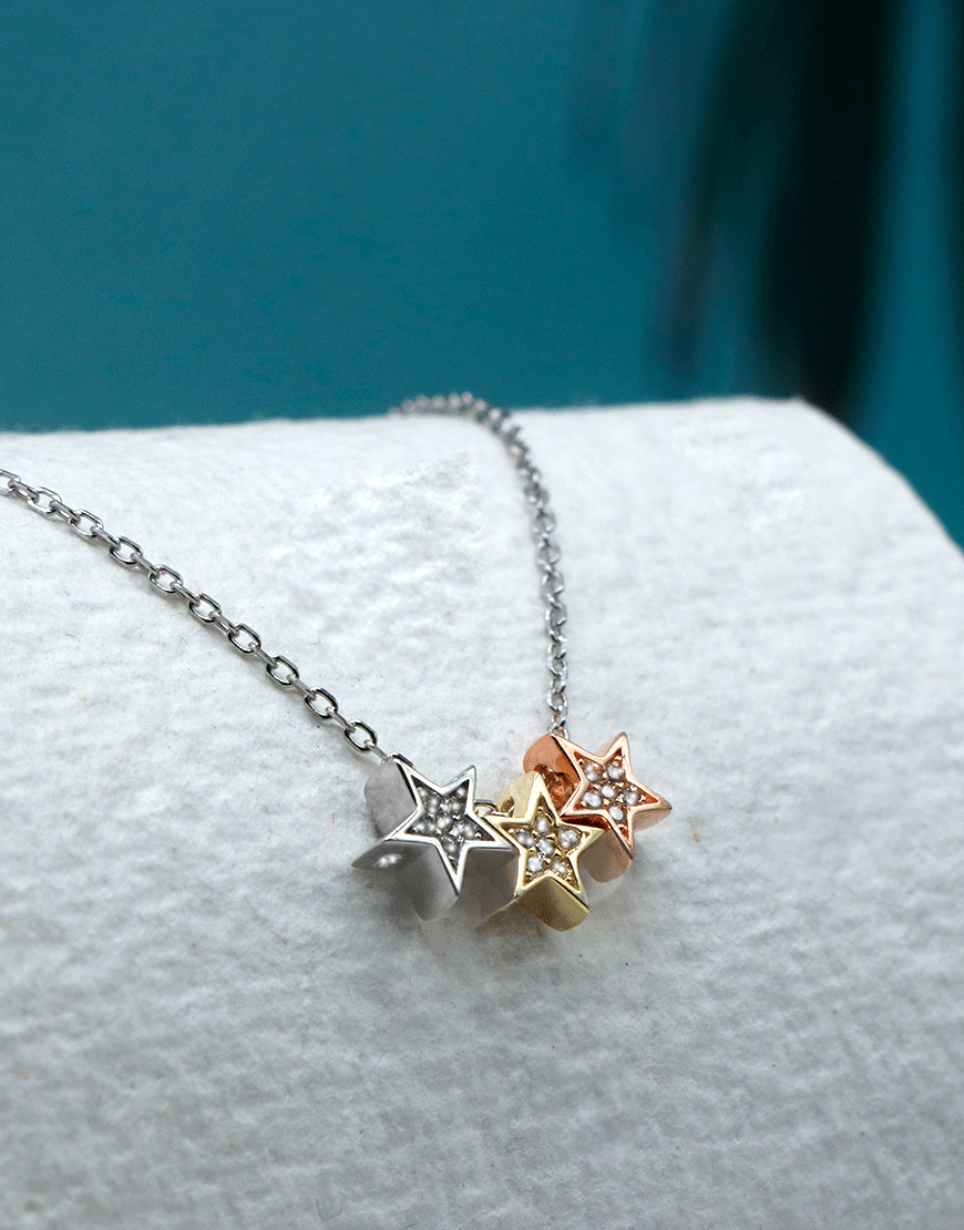 Silver 3-Star Necklace