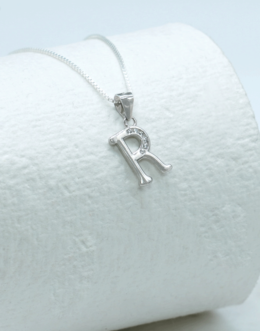 Silver Alphabet Pendant (R)