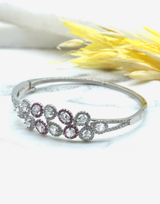 Silver Ruby and Diamond Kada Bracelet