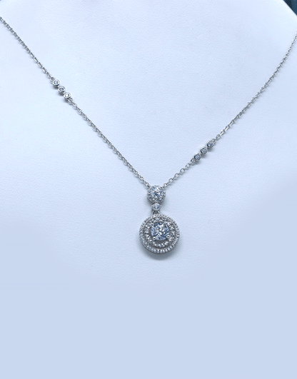 Silver CZ Round Solitaire  Necklace