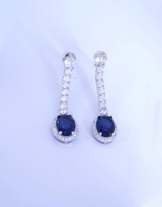 Silver CZ Diamond Line Danglers (Sapphire)