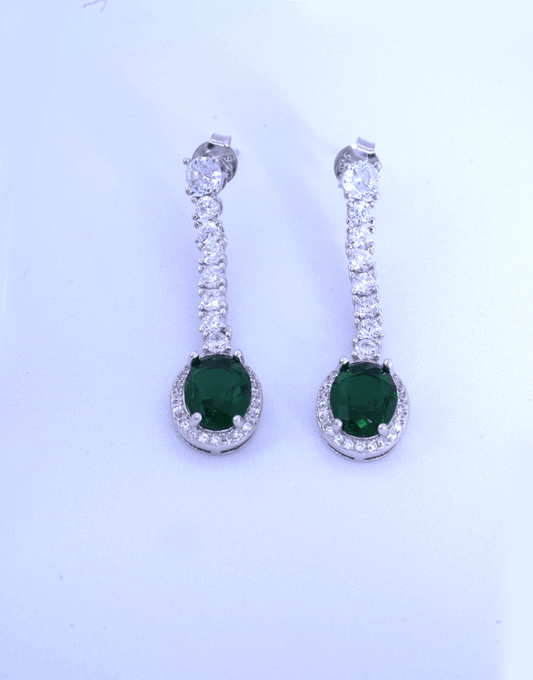 Silver CZ Diamond Line Danglers(Emerald)