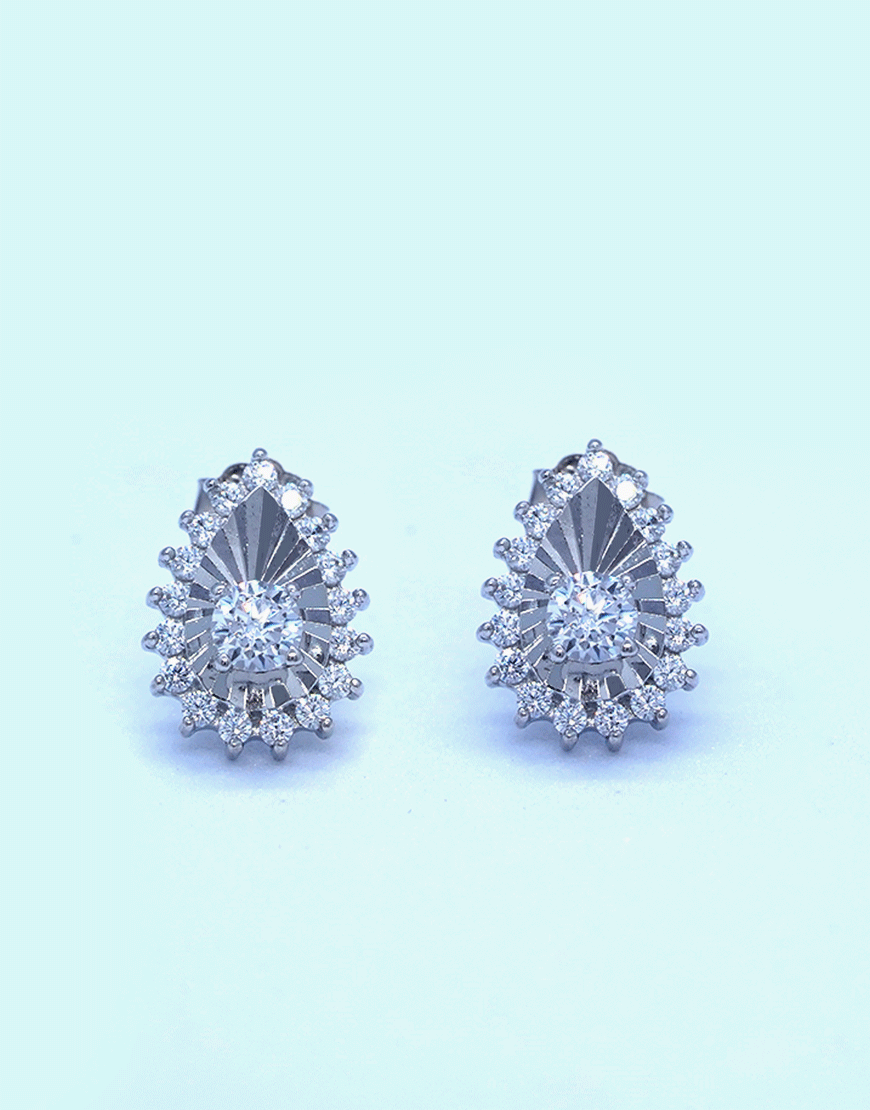 Silver CZ Drop Studs