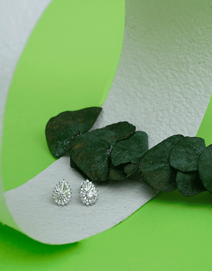 Silver CZ Drop Studs