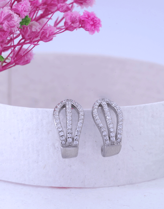 Silver Half-Hoop Earrings (Drop)