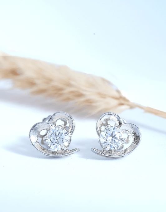 Silver Heart Swarovski Studs