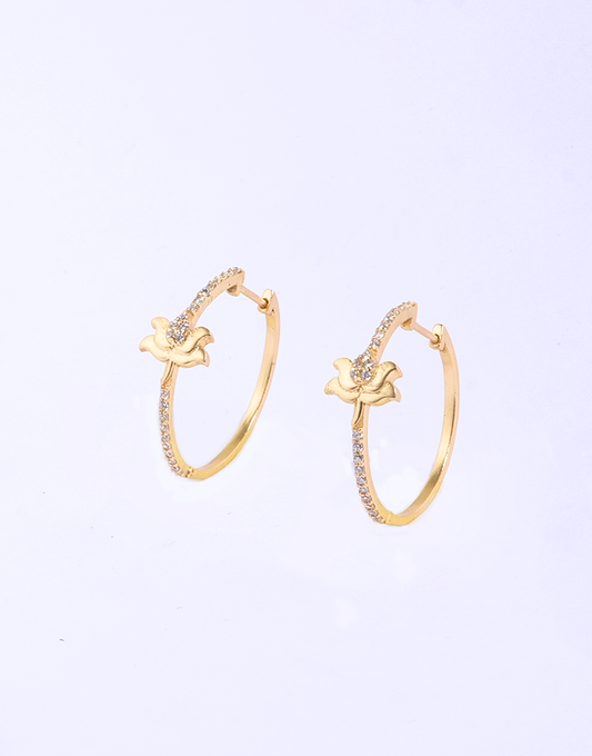 Silver Lotus Hoops (Gold)