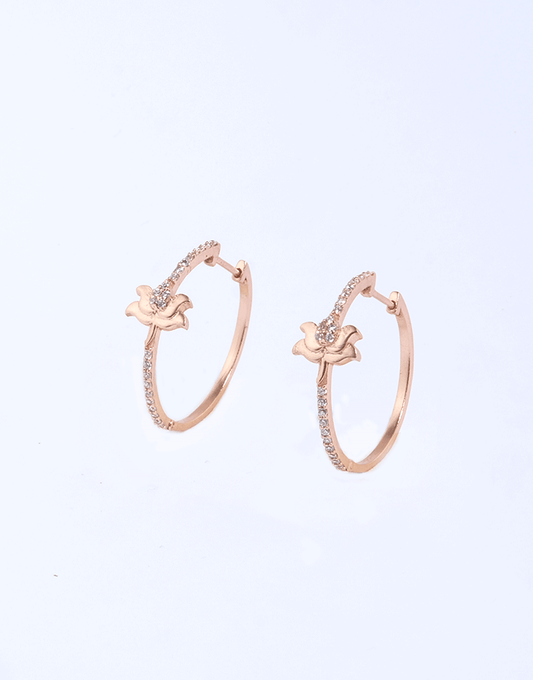 Silver Lotus Hoops (Rosegold)