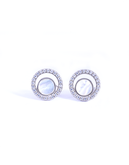 Silver M-O-P Earrings (Round)